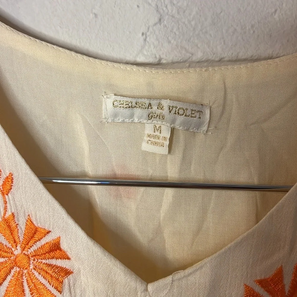 Chelsea & Violet Cream and Orange Floral Boho Dress, Girls Size Medium - Picture 4 of 8
